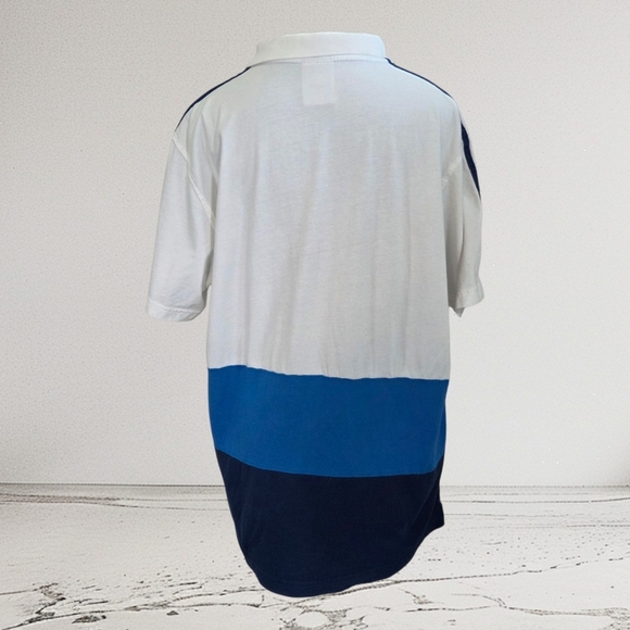 Adidas Men's Polo Shirt in White and Blue Tones Size L - Picture 3 of 7